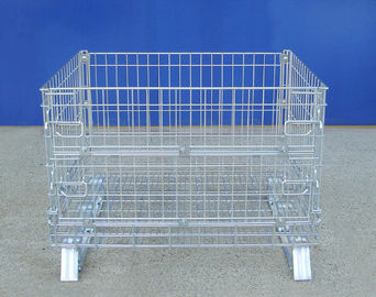 Portable Wire Container Storage Cages With Self Locking Handles